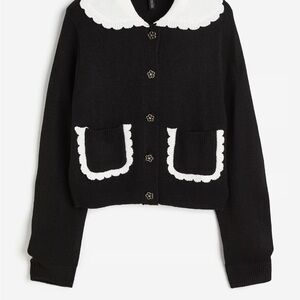 H&M Black Cardigan with White Trim